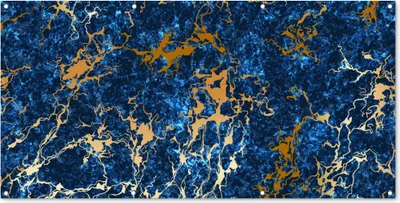Obrázek produktu pro MuchoWow® Venkovní plakát - Zahradní dekorace - Zahradní plakáty na zahradu - Mramor - Textura - Zlatá - Modrá - 80x160x0,2cm