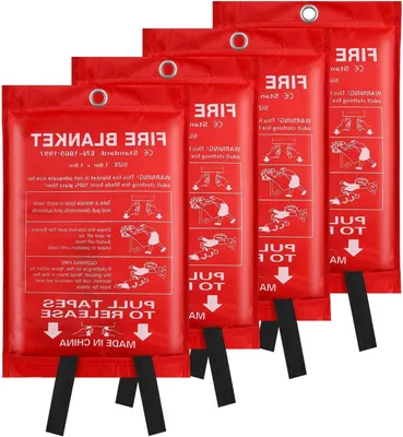Productafbeelding van Nooddeken - Branddeken Glasvezel - Veiligheid Thuis - Hittebestendig 580°C - 4-Pack 1m x 1m - Wit