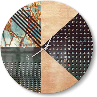 Produktbild von DEQORI Glasuhr Ø50 cm Zahlen 'Dekoratives Fliesendesign' Wanduhr Glas Uhr Design leise