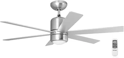 Productafbeelding van - Plafondventilator met licht en afstandsbediening, 6 bladen, diameter 120 cm, vermogen 65 W, 3 snelheden, chroomkleur