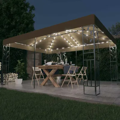 Immagine prodotto di Padiglione con doppio tetto e luci LED 3x4 m Taupe