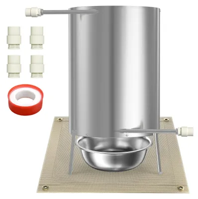 Produktbild von QEENTOE Edelstahl Poolheizung Brennholz Poolofen mit Spiralerohr, Ø32-38mm Anschlüsse, Feuerfestmatte & Tablett, Feuertonne Schwimmbadheizung Silber