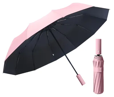 Produktbild von Windfester Reiseschirm für Regen – leicht, kompakt mit einfachem automatischen Öffnungs-/Schließknopf, pink