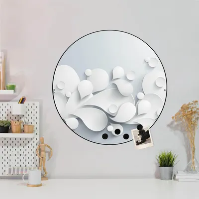 Produktbild von Design Stahlmagnettafel Schwarz Rund 47cm Papiertropfen