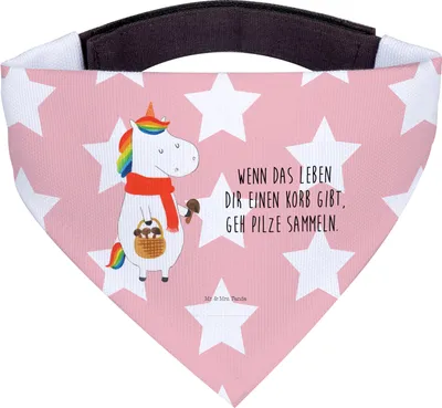 Produktbild von Mr. & Mrs. Panda Hundehalstuch Einhorn Pilz - Rot Pastell - Geschenk, Einhörner, Dreieckstuch, Bandana, Motivation, Halstuch für Hund, Spruch, Unicorn, Hunde, Pilze