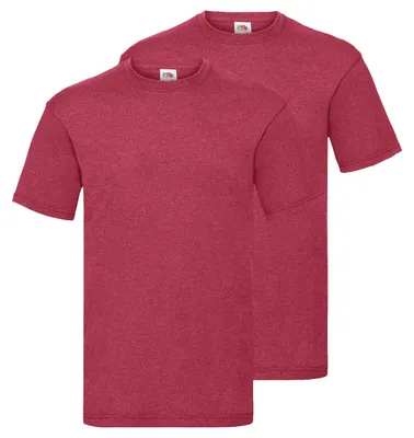 Produktbild von 2er Pack Fruit of the Loom Valueweight T-Shirt + GRATIS MyShirt Stoffbeutel Farbe: vintage rot meliert Größe: L