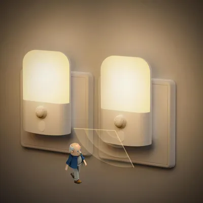 Immagine prodotto di Lampada notturna - Con sensore di movimento - 5 livelli di luminosità - Bianco caldo 2700K - Set da 2 pezzi