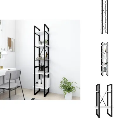 Zdjęcie produktu dla vidaXL Regał na książki 5 przegród biały 40x30x175 cm materiał drewnopochodny - Regały i półki na książki