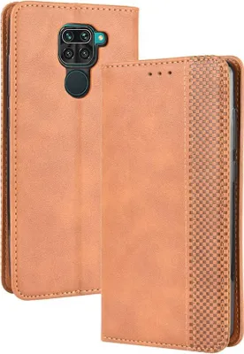 Produktbild von Xiaomi Redmi Note 9 Hülle - Coverup Vintage Style Klapphülle - Braun