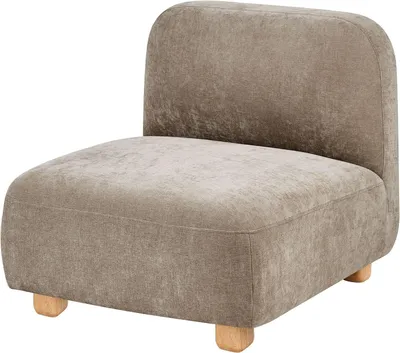 Immagine prodotto di Poltrona modulare moderna Amli, rivestita in tessuto beige, imbottita, senza braccioli, con schienale e gambe in legno