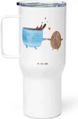 Produktbild von Mr. & Mrs. Panda Kaffee-to-go-Becher Kaffee Bohne - Weiß - Geschenk, To-Go-Becher, Thermobecher, Zufriedenheit, Teetasse, Glück, Mehrwegbecher, Lustige Sprüche, Genuss