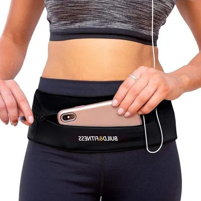 Produktbild von Famanu Laufgürtel mit YKK-Reißverschluss - verstellbare Taille - Schlüsselclip - geeignet für alle Smartphones, Schlüssel, Karten - Hüfttasche für
