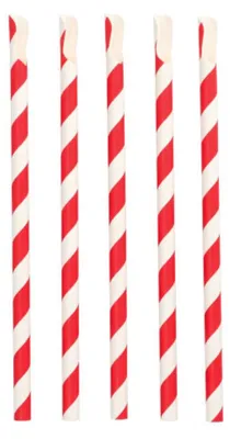 Produktbild von 200 Trinkhalme mit Löffel Papier Ø 10 mm · 23 cm rot/weiss "Stripes"