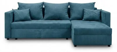Produktbild von DesimeHome Ecksofa L-Form Schlaffunktion Bettkasten Gästebett 226cm Türkis - universell links/rechts Cord PetFriendly