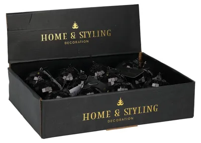 Produktbild von Schwarze Weihnachtskugel Spiegelkugel Set - 12 Stück Discokugel Baumdeko