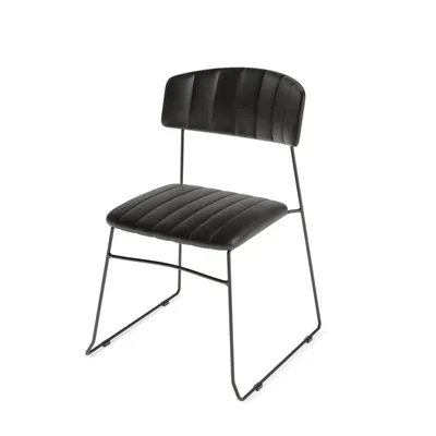 Produktbild von Mundo Stapelstuhl Schwarz, kunstleder gepolstert, feuerhemmend, 54x55x79cm (BxTxH), 53002