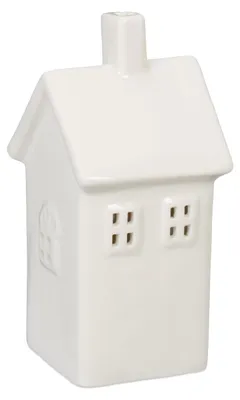 Teelichthaus aus Keramik, 13,5x6,5x7 cm, weiß