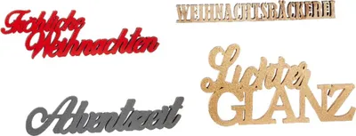 Produktbild von 4er Set verschiedene Schriftzüge Holz Weihnachtsdeko Tischdeko