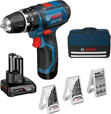 Productafbeelding van Bosch Professional GSB 12V-15 impact drill/driver. 2 x 2Ah and 4Ah batteries. 1 charger and accessory set - 06019B690G