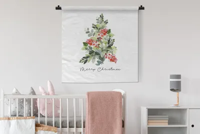 Produktbild von MuchoWow® Wandteppich Wandbehang Weihnachten - Aquarell - Weihnachtsbaum 90x90 cm Tapisserie Dekoration Wandtuch - Wandaufhänger