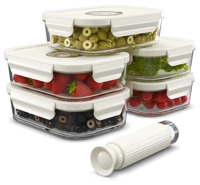 Immagine prodotto di Elzusha - Set di 5 contenitori in vetro per la conservazione degli alimenti sottovuoto
