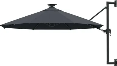 Produktbild von Sonnenschirm zur Wandmontage mit LEDs 300 cm Anthrazit