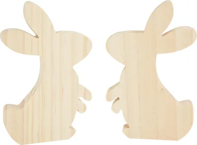 Produktbild von VBS Holz-Hasen, 2 Stück, Kiefernholz