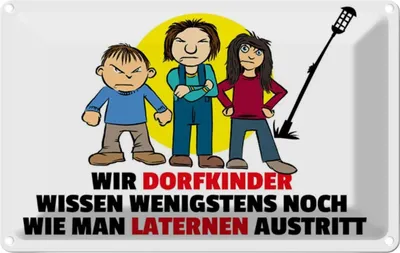 Produktbild von vianmo Blechschild 12x18 cm Dorfkind wie man Laterne austritt Spruch Zitat