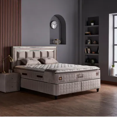 Produktbild von gowoll Boxspringbett 140 x 200 Wooltouch Stauraumbett 140 x 200, Doppelbett 140 x 200 inkl. Matratze mit Topper