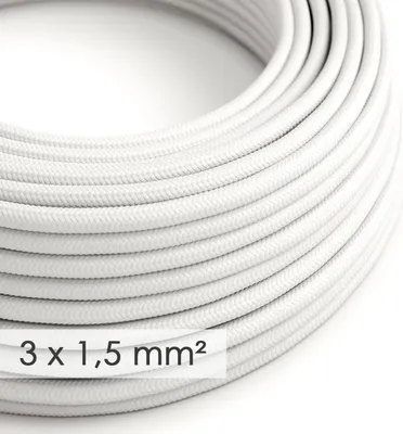 Immagine prodotto di Creative-Cables Cavo elettrico in tessuto, Sezione 3x1,50, 10 m, Bianco RM01, Rotondo, Effetto seta