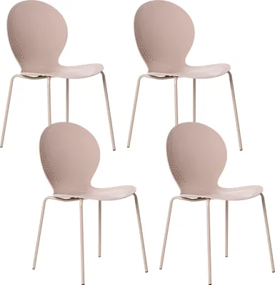 Produktbild von BELIANI Gartenstühle 4er Set Beige Kunststoff Indoor Outdoor Stapelbar Ohne Armlehnen Moderner Stil Esszimmerstühle Plastikstühle