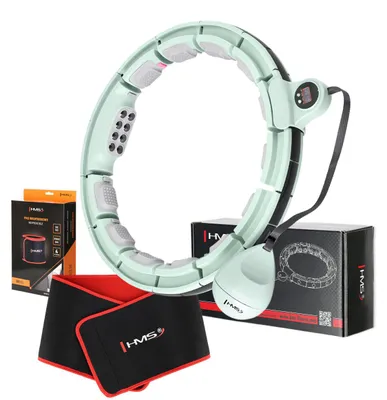Immagine prodotto di Set di hula hoop da massaggio HMS HHM13 con pesi, magneti e contatore e cintura dimagrante BR163 verde