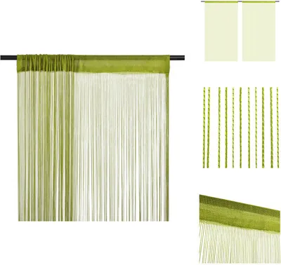 Obrázek produktu pro vidaXL Provázkové záclony 2 ks 100 x 250 cm Zelená - Záclony a závěsy