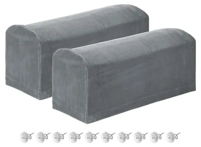 2 Sofa-Armlehnenbezüge, weich, hellgrau, 46–53 cm lang