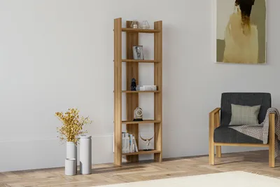 Produktbild von Skye Decor, Virba - Walnut, Bücherregal, Nussbaum, 100 % MELAMINBESCHICHTETE SPANPLATTEN, 52,4 x 22,6 x 149 cm