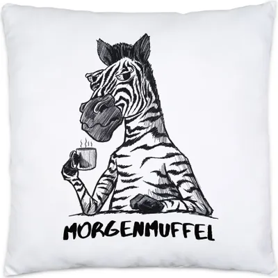 Produktbild von Morgenmuffel Kissen Inkl. Füllung Kein Morgenmensch Erstmal Kaffee Büro Kollegen Zebra Geschenk