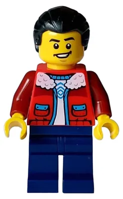 Produktbild von LEGO Minifigur Man - Red Jacket with White Fleece Collar, Dark Blue (hol354)