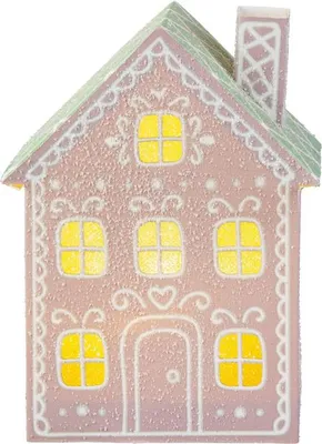 Produktbild von LED Lebkuchenhaus - rosa - Pappe - ca. 11x5x14,5 cm