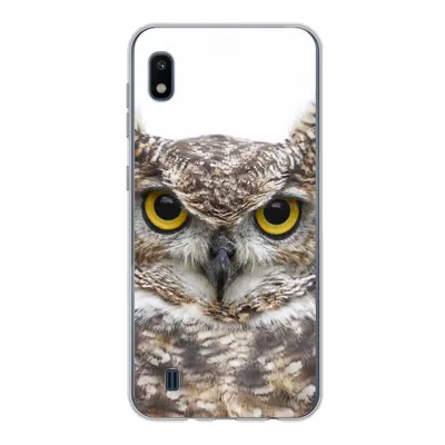Produktbild von MuchoWow® Handyhülle Schutzhülle Hülle für Samsung Galaxy A10 Porträt einer braunen Eule auf weißem Hintergrund Silikon Softcase Handy Hülle - Schutzhülle