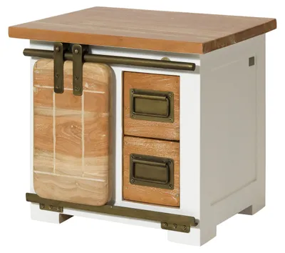 Produktbild von MASSIVMOEBEL24.DE Nachttisch Mango 50x40x45 weiß lackiert RAILWAY #5012