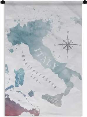Produktbild von MuchoWow® Wandteppich Wandbehang Weltkarten - Farbe - Italien 120x180 cm Tapisserie Dekoration Wandtuch - Schlafzimmer - Dekorationen für das Haus