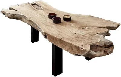 Produktbild von Couchtisch Ibiza, Beistelltisch aus Baumwurzelholz, Teakholz massiv + Natur, Sofatisch mit Metallbeinen schwarz, 120 x 80 x 45 cm