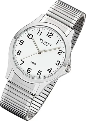 Produktbild von Regent Herren Uhr Zugarmband 1242413 Analog Metall Armbanduhr silber UR1242413