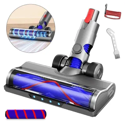 Immagine prodotto di Bocchetta aspirapolvere - Spazzola per pavimenti di ricambio - 2 in 1 - Ruote in gomma - Adatta per tappeti - Rotazione di 120° - 26 x 12 cm - Compatibile con i modelli V7–V15