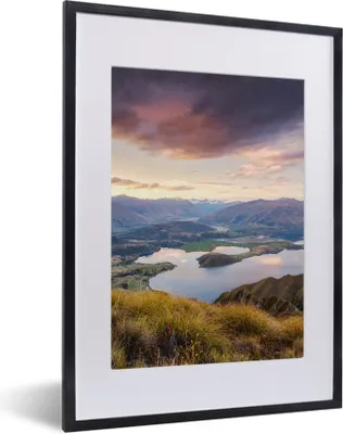 Produktbild von MuchoWow® MuchoWow® Gerahmtes Poster Berg - See - Himmel 30x40 cm - Poster mit zchwarzem Bilderrahmen - Wandposter Schlafzimmer