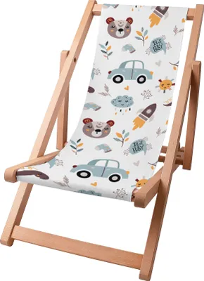 Produktbild von Dreamroots Kinder Liegestuhl klappbar Holz bis zu 130 kg, Sonnenliege klappbar mit 3-stufiger Neigungsregulierung der Rückenlehne, It's a Boy