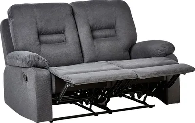 Produktbild von BELIANI 2-Sitzer Sofa Dunkelgrau Stoffbezug Manuell Verstellbar mit Liegefunktion Fußteil Armlehnen Modern Wohnzimmer Arbeitszimmer Fernsehsofa