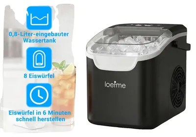 Produktbild von Eismaschine, Automatische Reinigung, Schnelle Eisproduktion, Schwarz