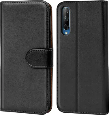 A black flip case for a Huawei P Smart Pro phone is shown from two angles.