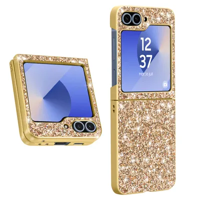 Immagine prodotto di Avizar, Custodia glitterata per Samsung Z Flip6 con retro rigido e bordo morbido, oro